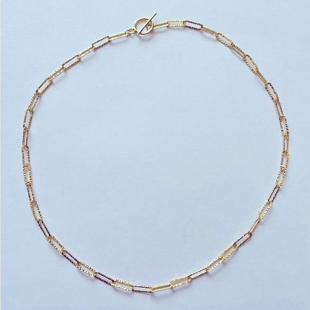 Yellow Tone Paperclip Chain Sterling Silver 925 Necklace - 16”